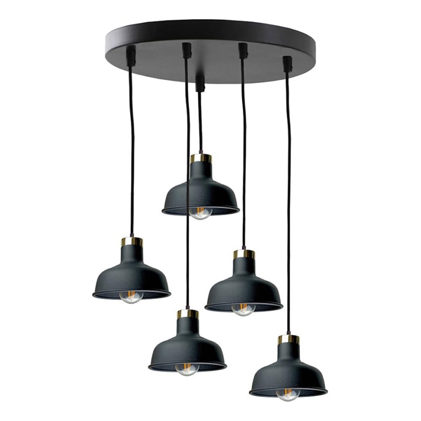 Lampadario a sospensione con filo HEBE 5xE27/60W/230V nero
