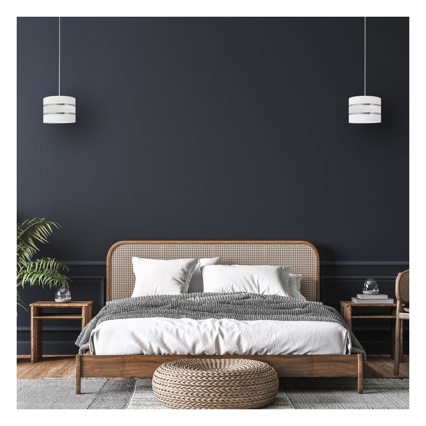 Lampadario a sospensione con filo HELEN 1xE27/15W/230V diametro 20 cm bianco