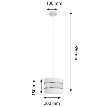 Lampadario a sospensione con filo HELEN 1xE27/15W/230V diametro 20 cm bianco