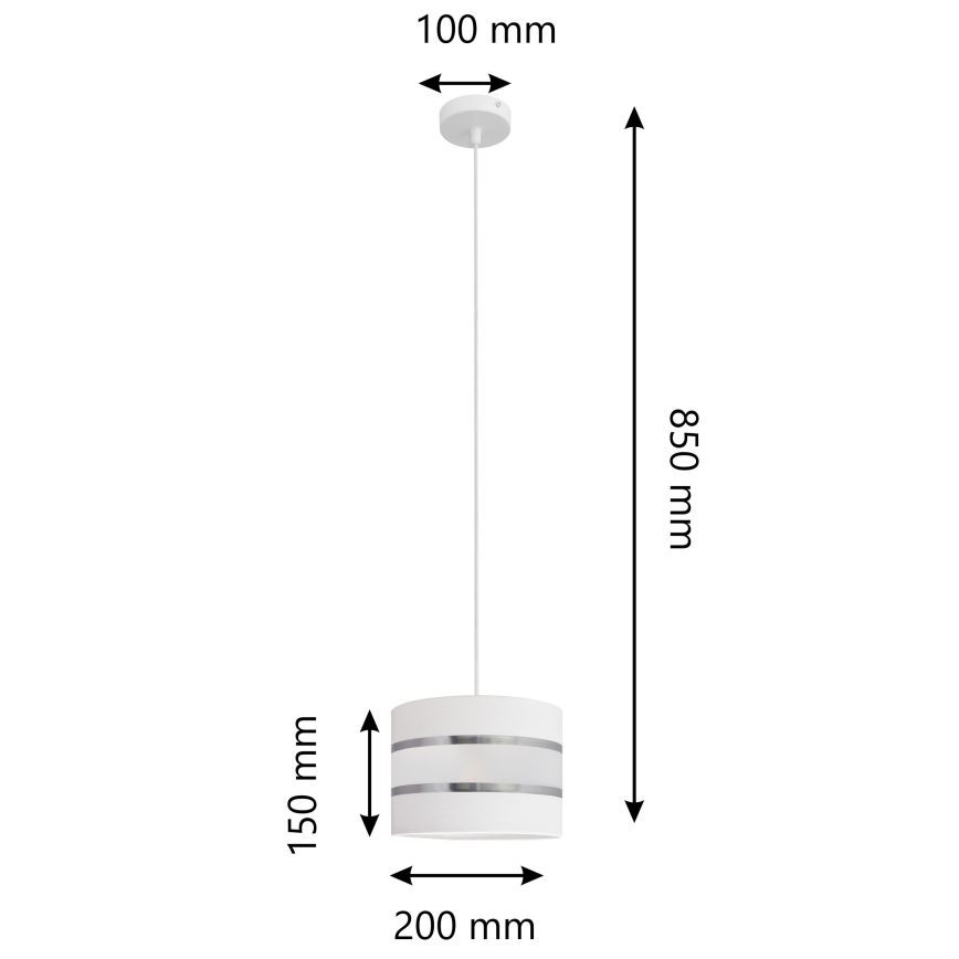 Lampadario a sospensione con filo HELEN 1xE27/15W/230V diametro 20 cm bianco