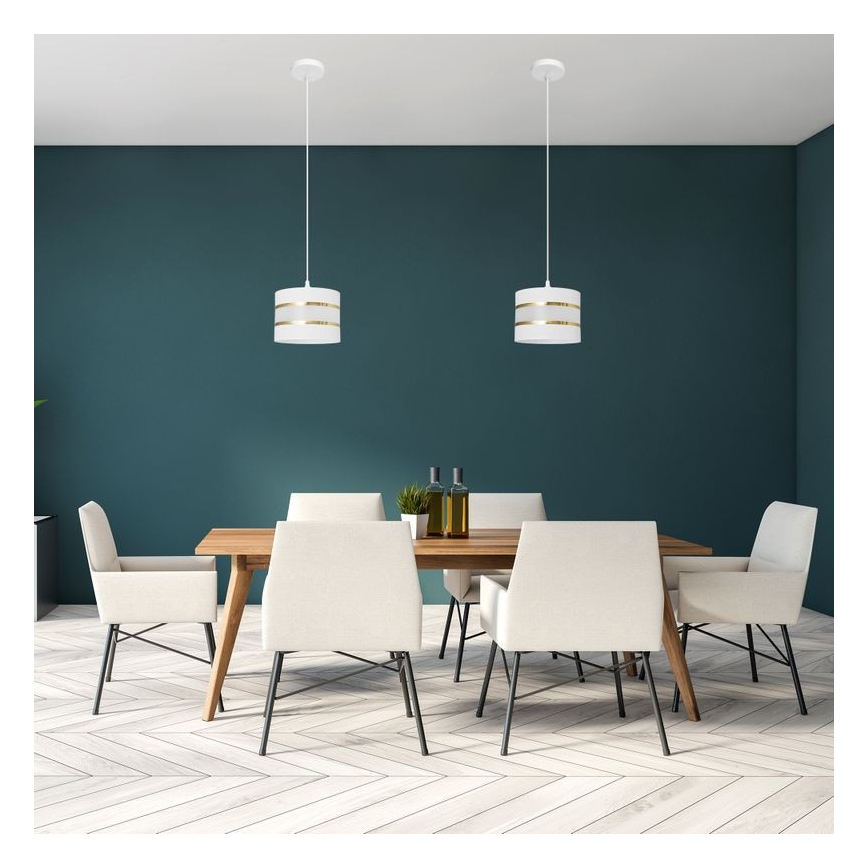 Lampadario a sospensione con filo HELEN 1xE27/15W/230V diametro 20 cm bianco/oro