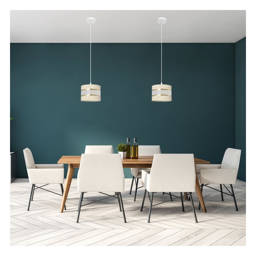 Lampadario a sospensione con filo HELEN 1xE27/15W/230V diametro 20 cm color crema/oro