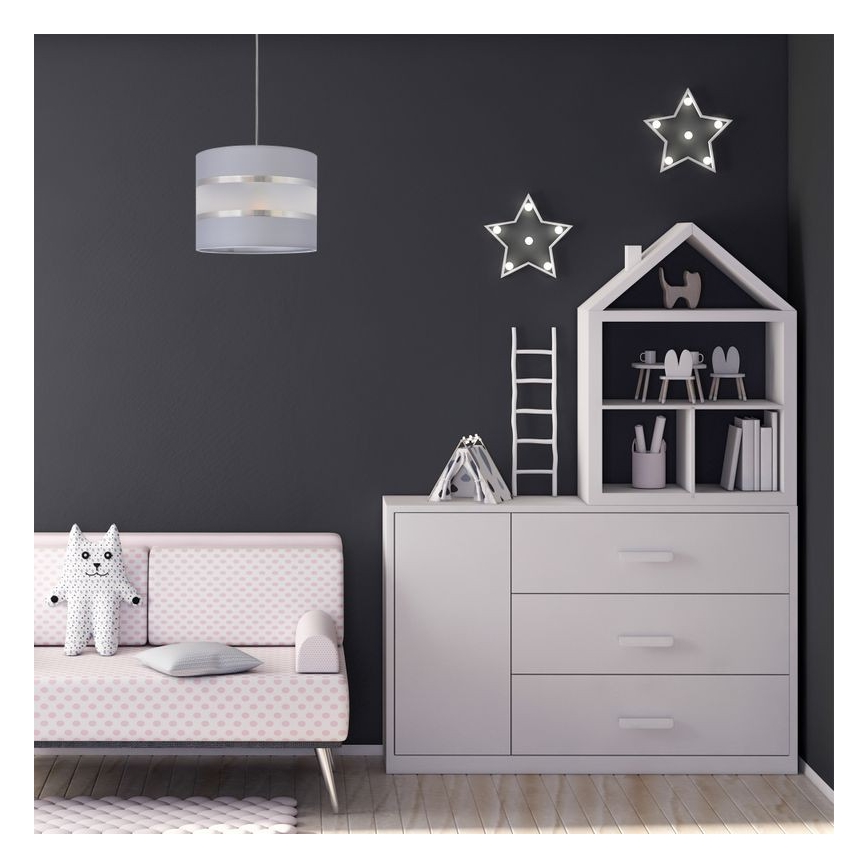 Lampadario a sospensione con filo HELEN 1xE27/15W/230V diametro 20 cm grigio/argento