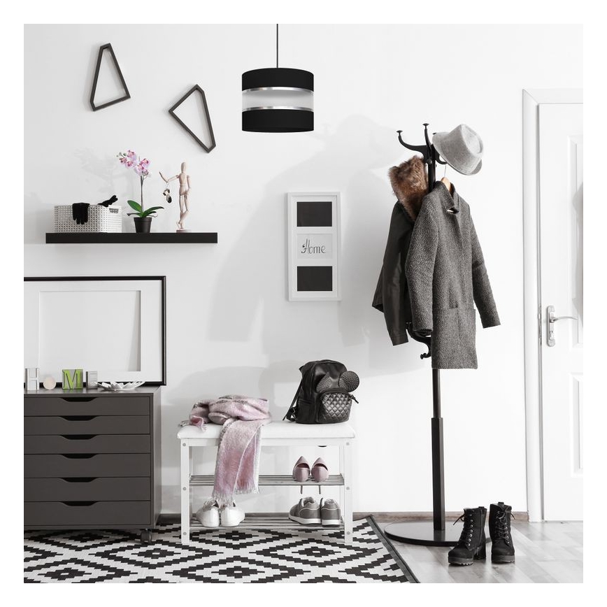 Lampadario a sospensione con filo HELEN 1xE27/15W/230V diametro 20 cm nero/argento