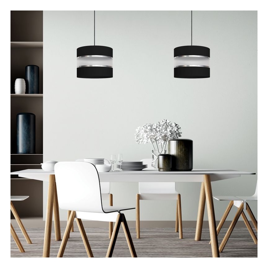 Lampadario a sospensione con filo HELEN 1xE27/15W/230V diametro 20 cm nero/argento