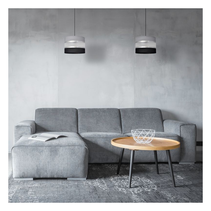 Lampadario a sospensione con filo HELEN 1xE27/15W/230V diametro 20 cm nero/grigio/argento
