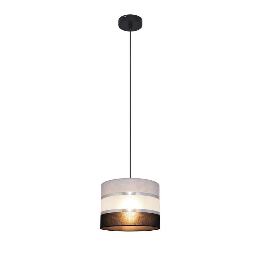 Lampadario a sospensione con filo HELEN 1xE27/15W/230V diametro 20 cm nero/grigio/argento
