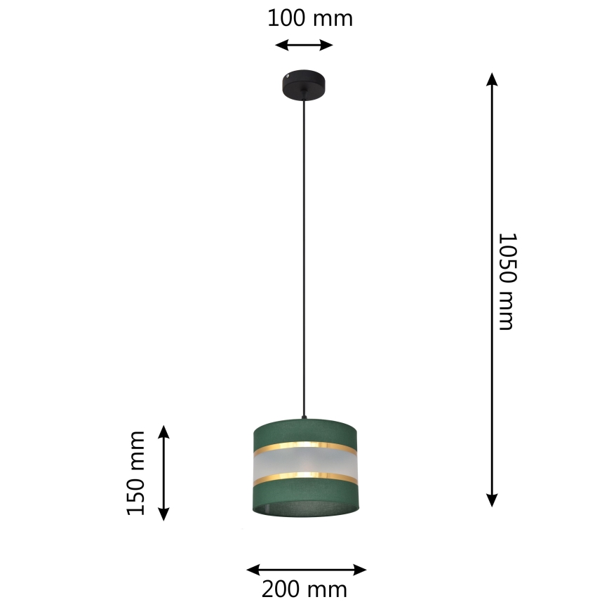 Lampadario a sospensione con filo HELEN 1xE27/15W/230V diametro 20 cm verde/oro