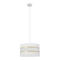 Lampadario a sospensione con filo HELEN 1xE27/15W/230V diametro 35 cm bianco/oro
