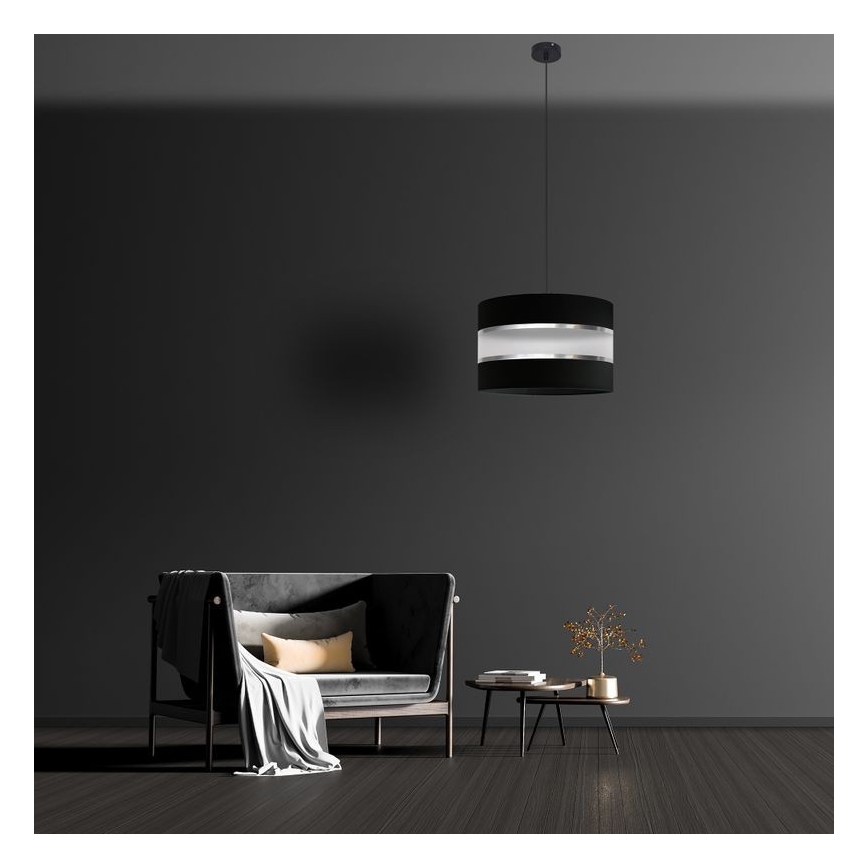 Lampadario a sospensione con filo HELEN 1xE27/15W/230V diametro 35 cm nero/argento