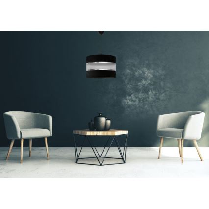 Lampadario a sospensione con filo HELEN 1xE27/15W/230V diametro 35 cm nero/argento