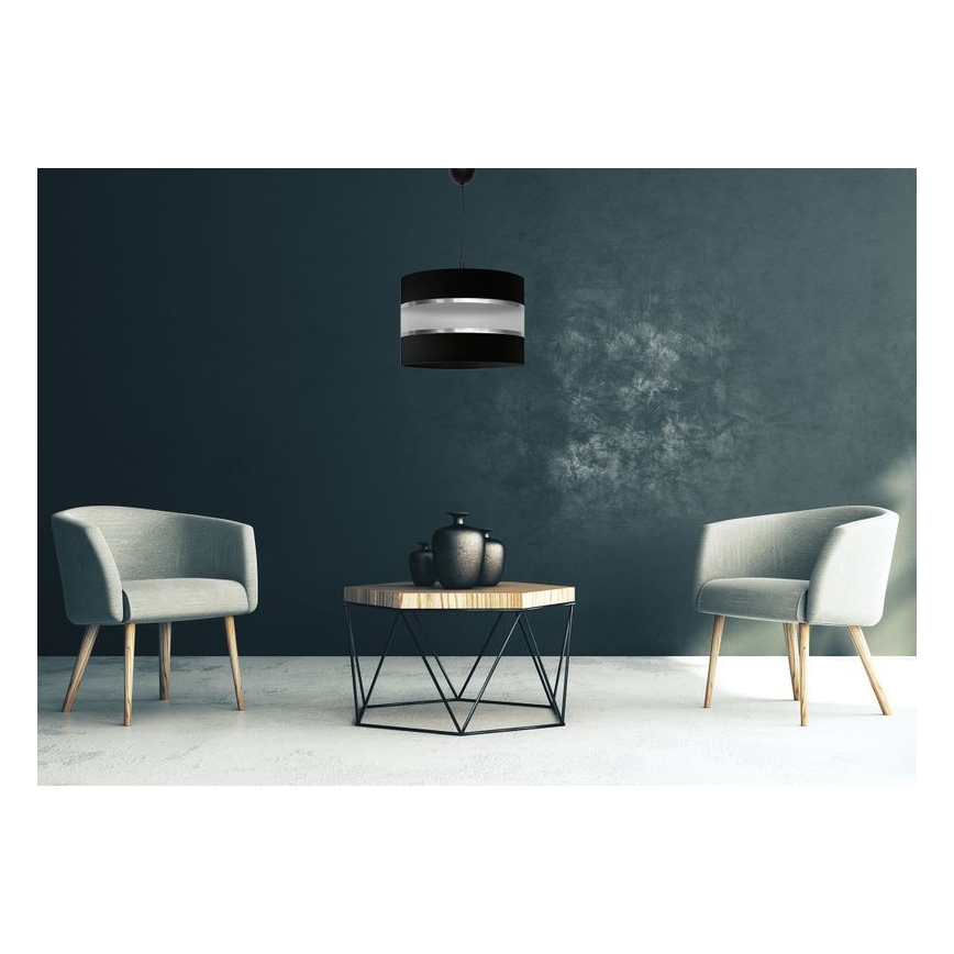 Lampadario a sospensione con filo HELEN 1xE27/15W/230V diametro 35 cm nero/argento