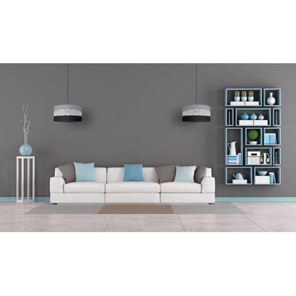 Lampadario a sospensione con filo HELEN 1xE27/15W/230V diametro 40 cm nero/grigio/argento
