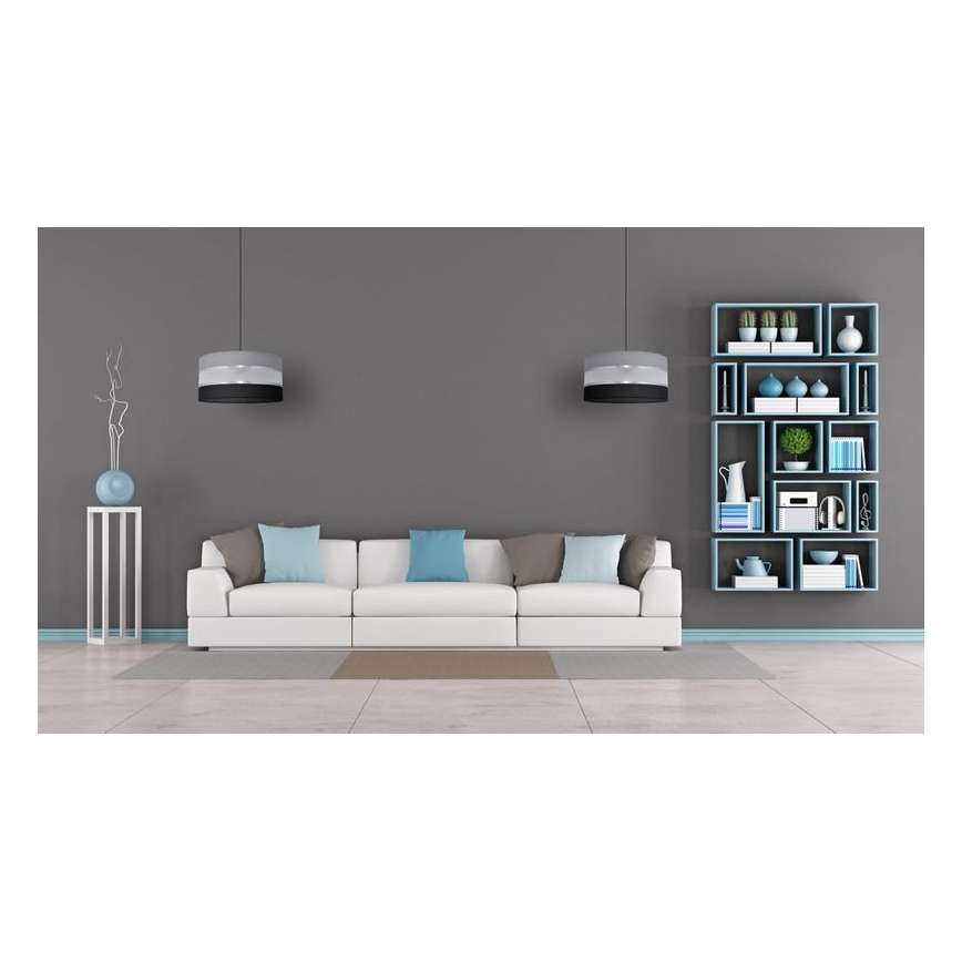 Lampadario a sospensione con filo HELEN 1xE27/15W/230V diametro 40 cm nero/grigio/argento