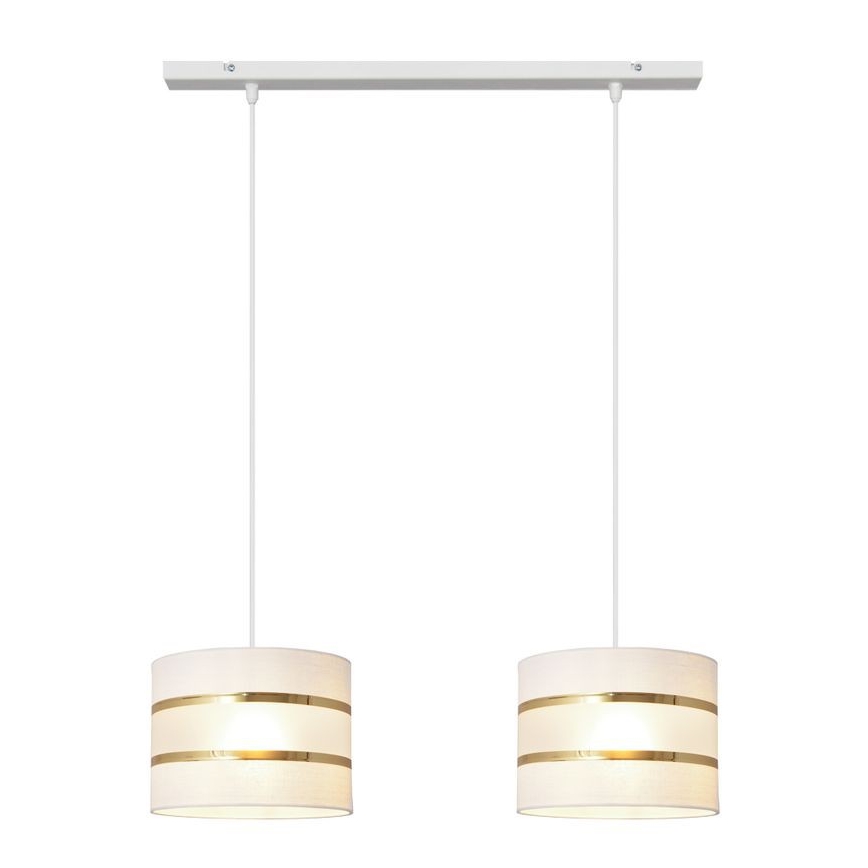Lampadario a sospensione con filo HELEN 2xE27/15W/230V bianco/oro