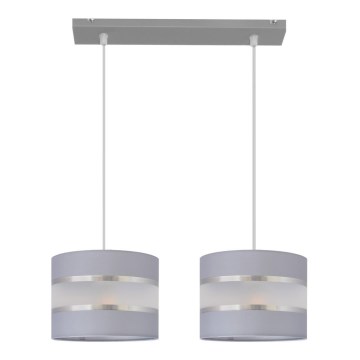Lampadario a sospensione con filo HELEN 2xE27/15W/230V grigio/argento