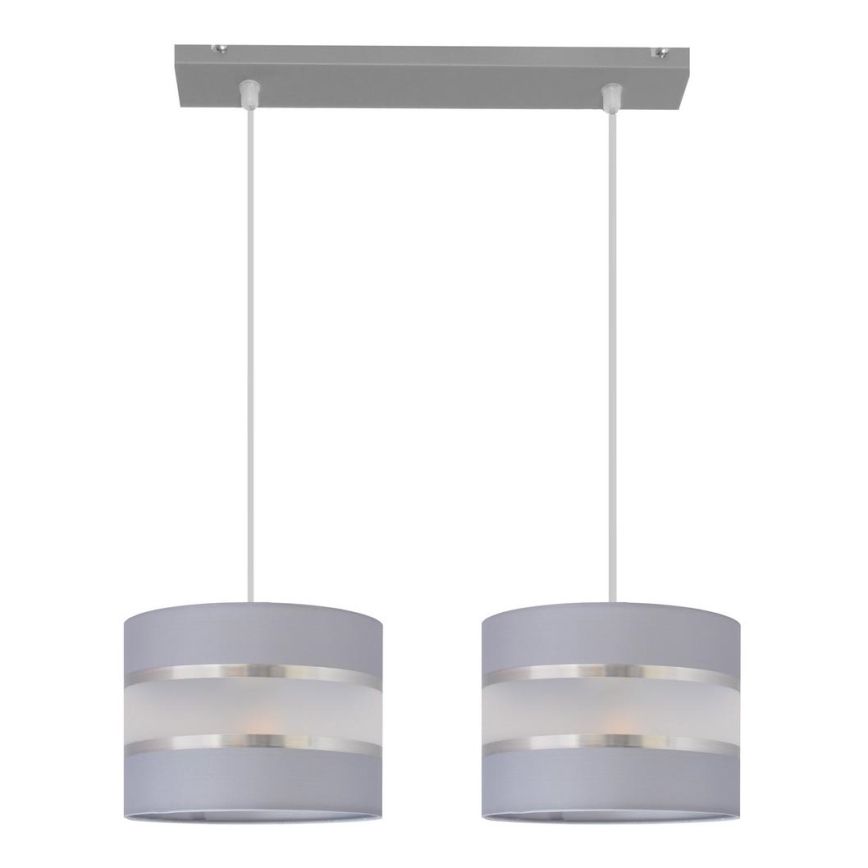 Lampadario a sospensione con filo HELEN 2xE27/15W/230V grigio/argento