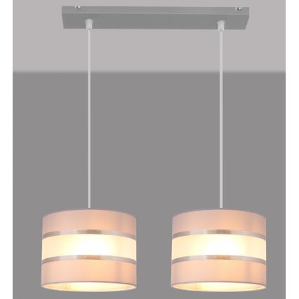 Lampadario a sospensione con filo HELEN 2xE27/15W/230V grigio/argento