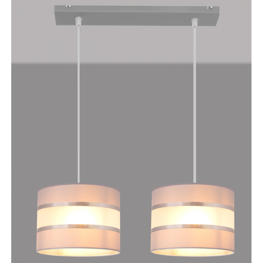 Lampadario a sospensione con filo HELEN 2xE27/15W/230V grigio/argento