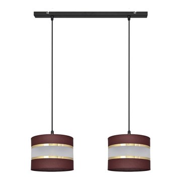 Lampadario a sospensione con filo HELEN 2xE27/15W/230V marrone/nero/oro