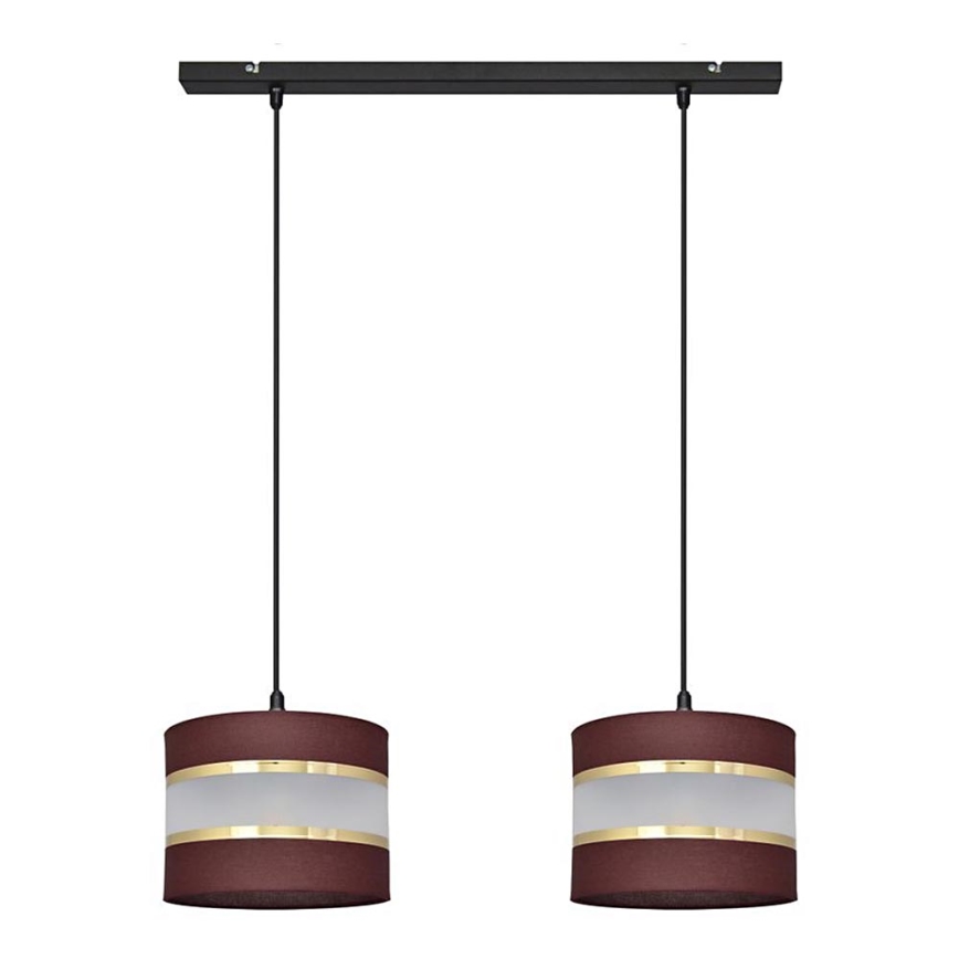 Lampadario a sospensione con filo HELEN 2xE27/15W/230V marrone/nero/oro