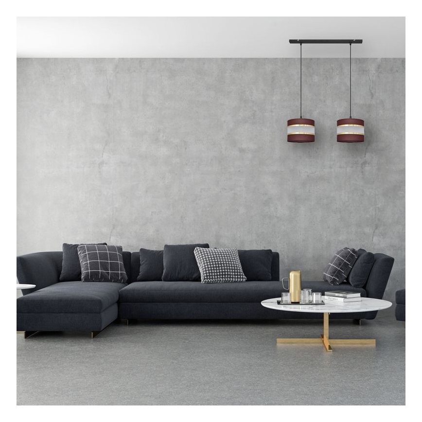 Lampadario a sospensione con filo HELEN 2xE27/15W/230V marrone/nero/oro