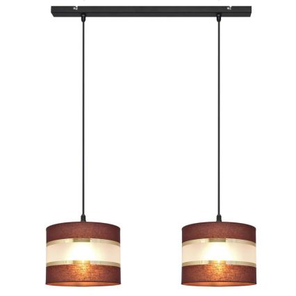 Lampadario a sospensione con filo HELEN 2xE27/15W/230V marrone/nero/oro