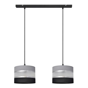 Lampadario a sospensione con filo HELEN 2xE27/15W/230V nero/grigio/argento