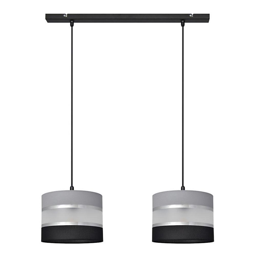 Lampadario a sospensione con filo HELEN 2xE27/15W/230V nero/grigio/argento