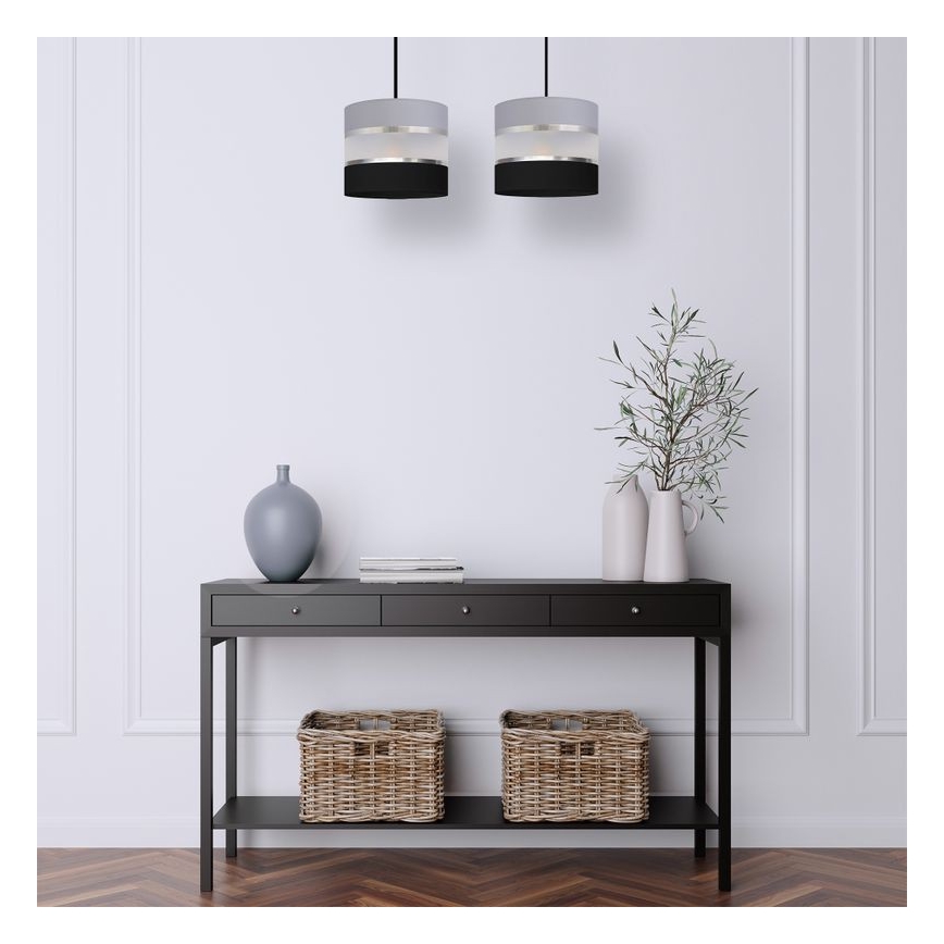 Lampadario a sospensione con filo HELEN 2xE27/15W/230V nero/grigio/argento