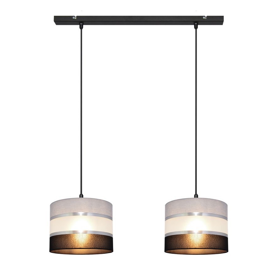 Lampadario a sospensione con filo HELEN 2xE27/15W/230V nero/grigio/argento