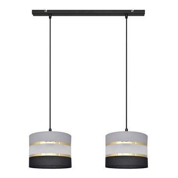 Lampadario a sospensione con filo HELEN 2xE27/15W/230V nero/grigio/oro