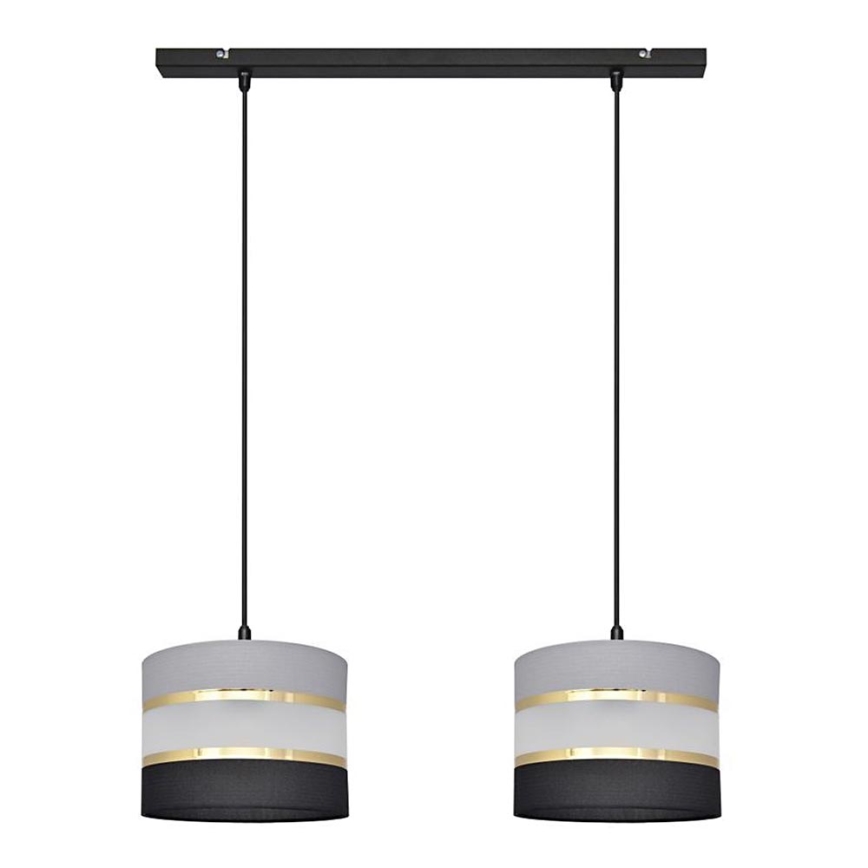 Lampadario a sospensione con filo HELEN 2xE27/15W/230V nero/grigio/oro