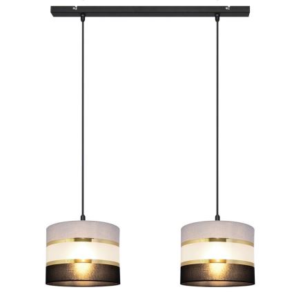 Lampadario a sospensione con filo HELEN 2xE27/15W/230V nero/grigio/oro