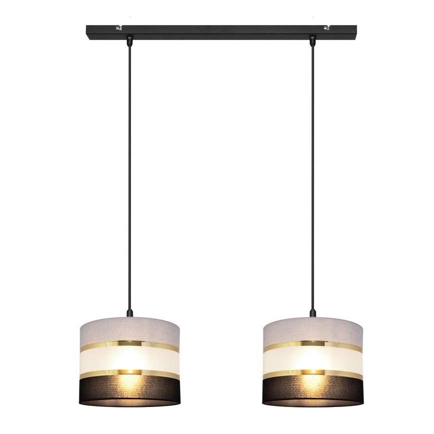 Lampadario a sospensione con filo HELEN 2xE27/15W/230V nero/grigio/oro