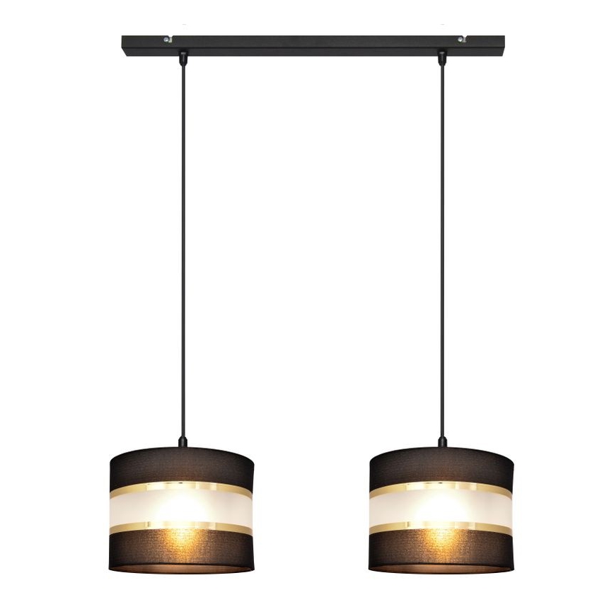 Lampadario a sospensione con filo HELEN 2xE27/15W/230V nero/oro