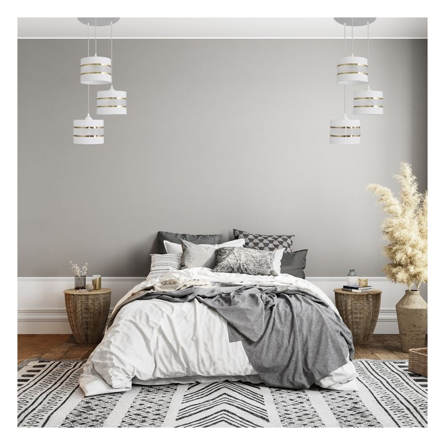 Lampadario a sospensione con filo HELEN 3xE27/15W/230V bianco/oro