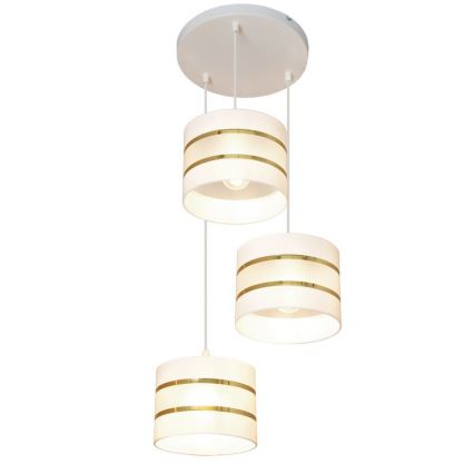 Lampadario a sospensione con filo HELEN 3xE27/15W/230V bianco/oro
