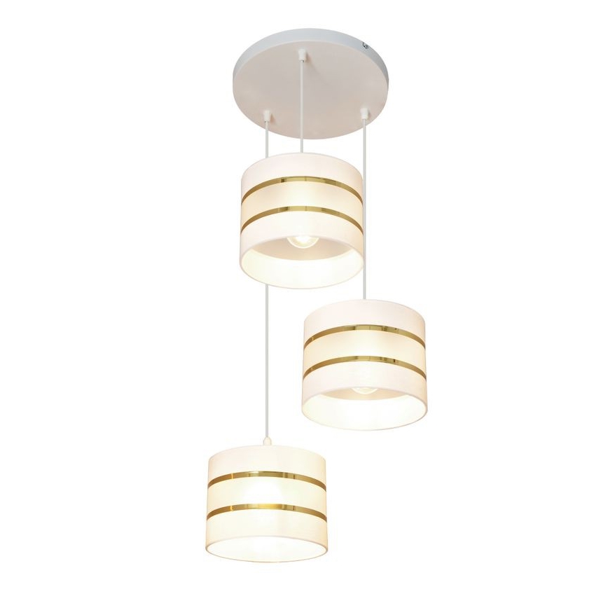 Lampadario a sospensione con filo HELEN 3xE27/15W/230V bianco/oro
