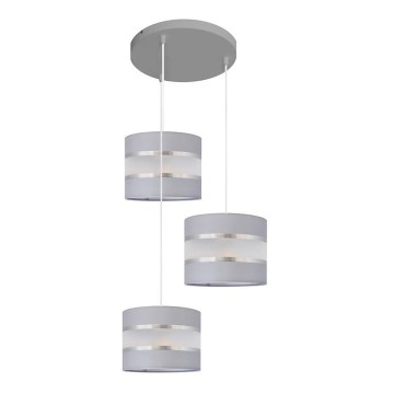 Lampadario a sospensione con filo HELEN 3xE27/15W/230V grigio/argento