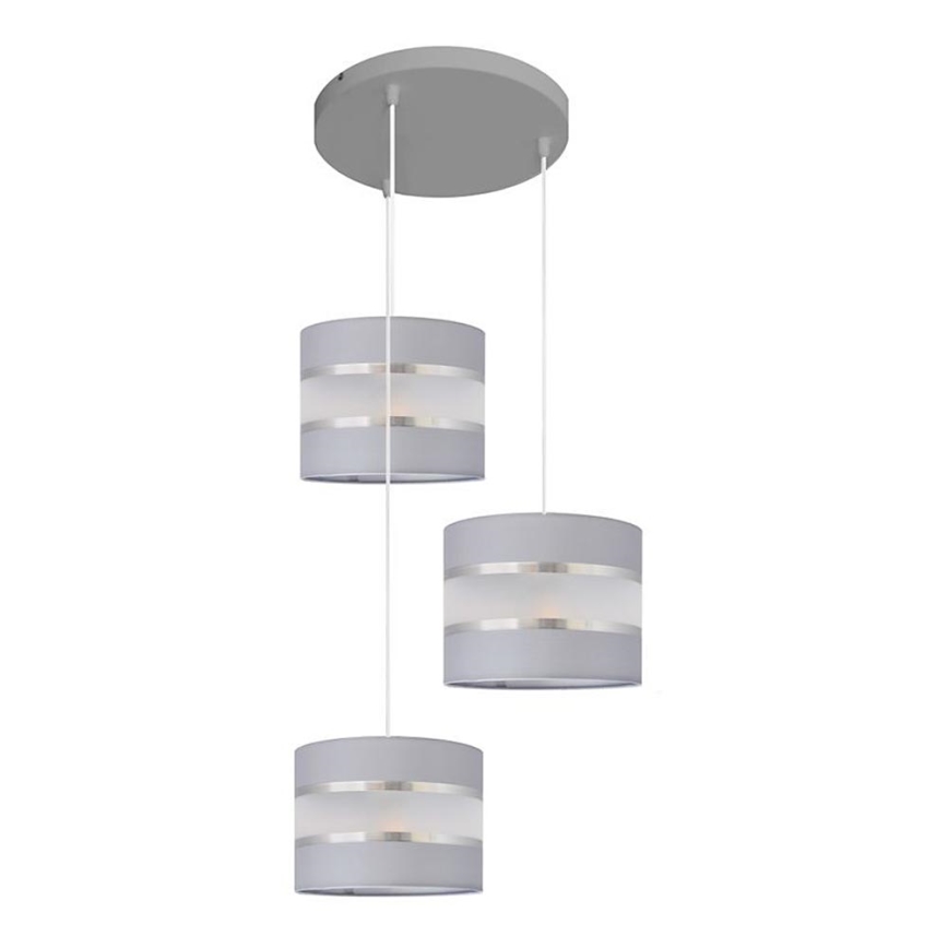 Lampadario a sospensione con filo HELEN 3xE27/15W/230V grigio/argento