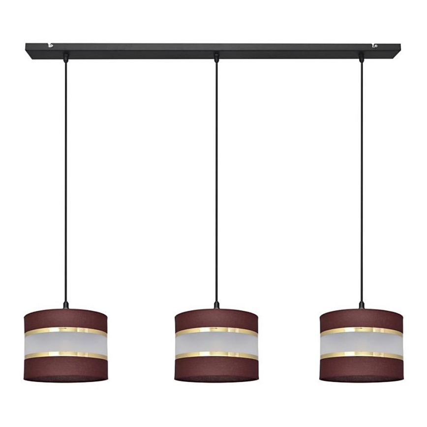 Lampadario a sospensione con filo HELEN 3xE27/15W/230V marrone/nero/oro