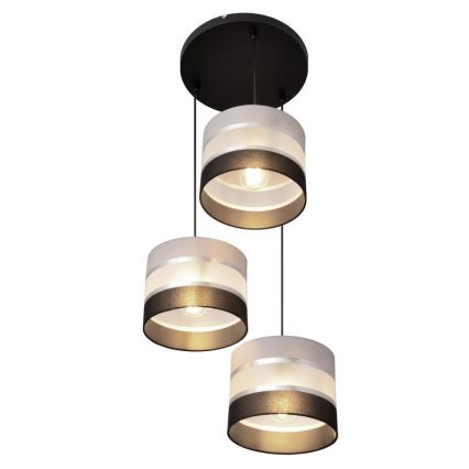 Lampadario a sospensione con filo HELEN 3xE27/15W/230V nero/grigio/argento