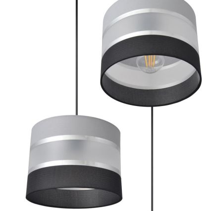 Lampadario a sospensione con filo HELEN 3xE27/15W/230V nero/grigio/argento