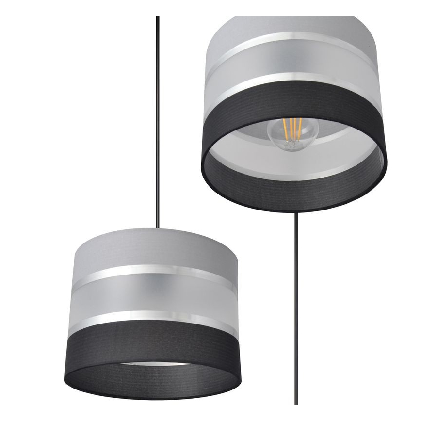 Lampadario a sospensione con filo HELEN 3xE27/15W/230V nero/grigio/argento