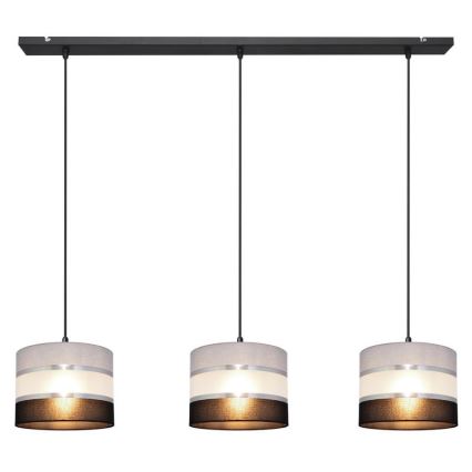 Lampadario a sospensione con filo HELEN 3xE27/15W/230V nero/grigio/argento