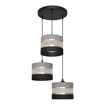 Lampadario a sospensione con filo HELEN 3xE27/15W/230V nero/grigio/oro