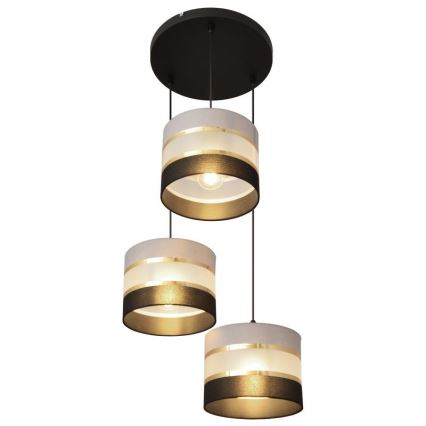 Lampadario a sospensione con filo HELEN 3xE27/15W/230V nero/grigio/oro