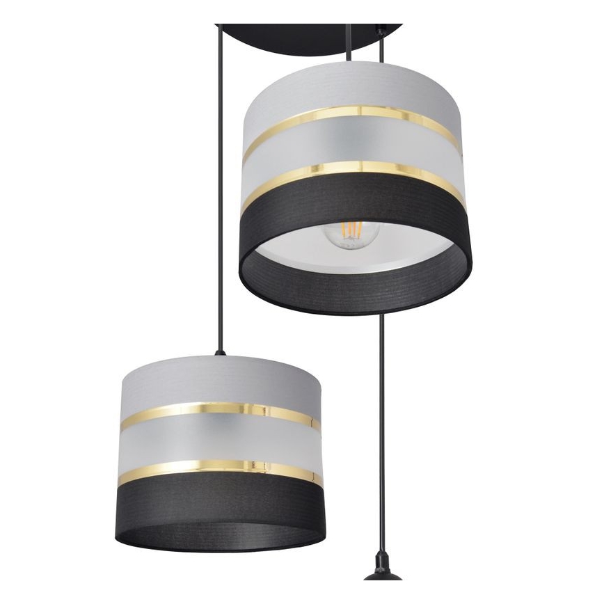Lampadario a sospensione con filo HELEN 3xE27/15W/230V nero/grigio/oro