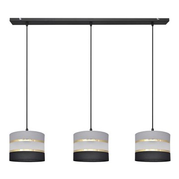 Lampadario a sospensione con filo HELEN 3xE27/15W/230V nero/grigio/oro